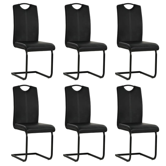 Cadeiras de jantar cantilever 6 pcs couro artificial preto