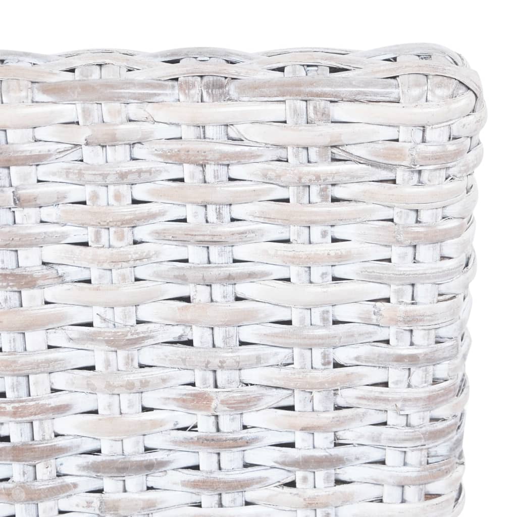 Cadeiras de jantar 4 pcs vime Kubu e madeira mangueira branco