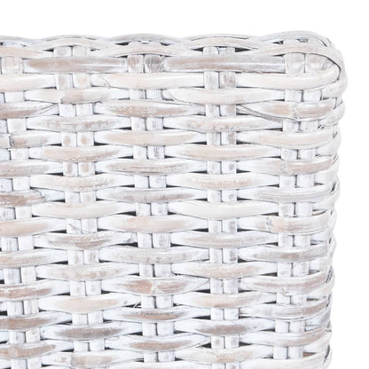 Cadeiras de jantar 4 pcs vime Kubu e madeira mangueira branco