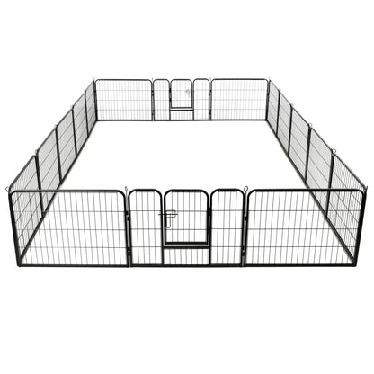 Parque para cães 16 painéis aço 60x80 cm preto