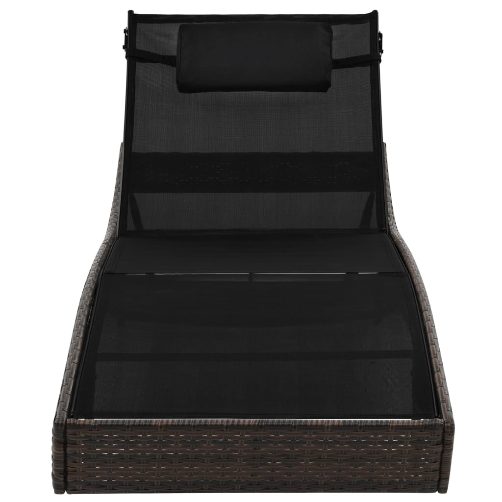 Espreguiçadeira com almofada vime PE castanho