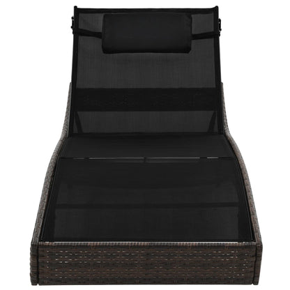 Espreguiçadeira com almofada vime PE castanho