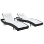 Espreguiçadeiras com mesa 2 pcs vime PE e textilene preto