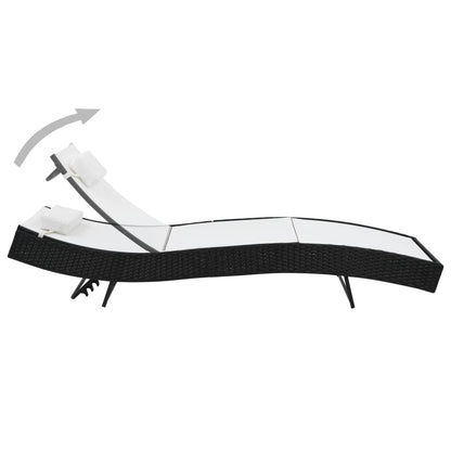 Espreguiçadeiras com mesa 2 pcs vime PE e textilene preto