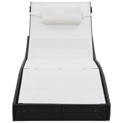 Espreguiçadeiras com mesa 2 pcs vime PE e textilene preto