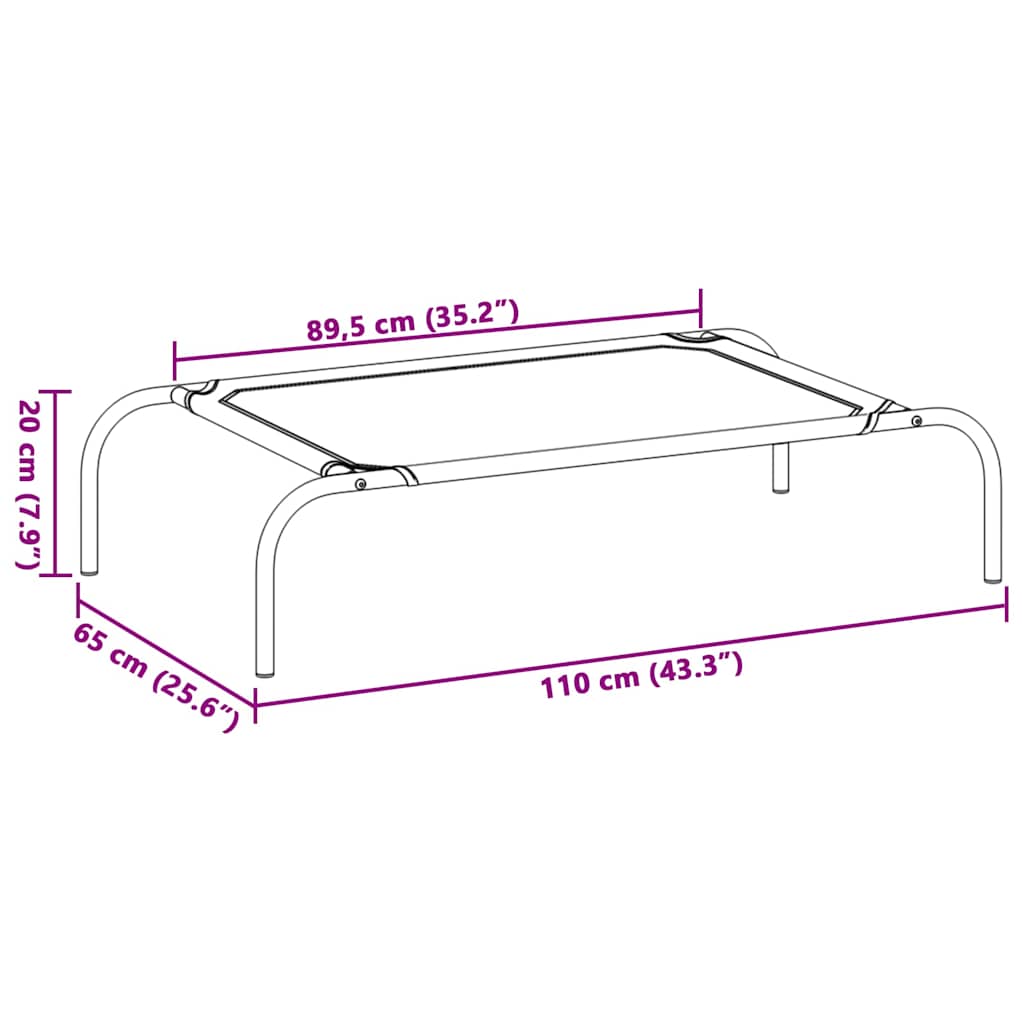 Cama para cães elevada preto L textilene