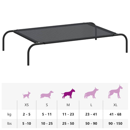 Cama para cães elevada preto L textilene
