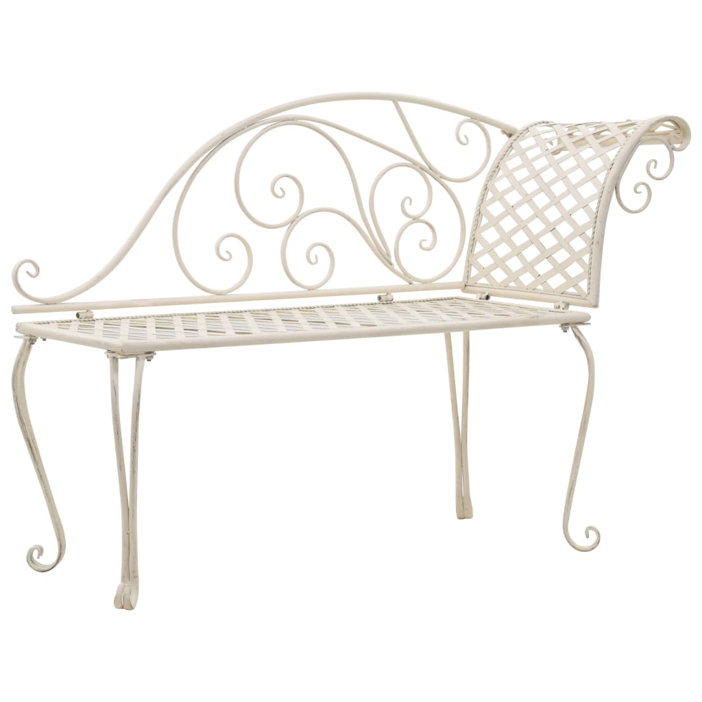 Chaise lounge para jardim 128 cm metal antigo branco