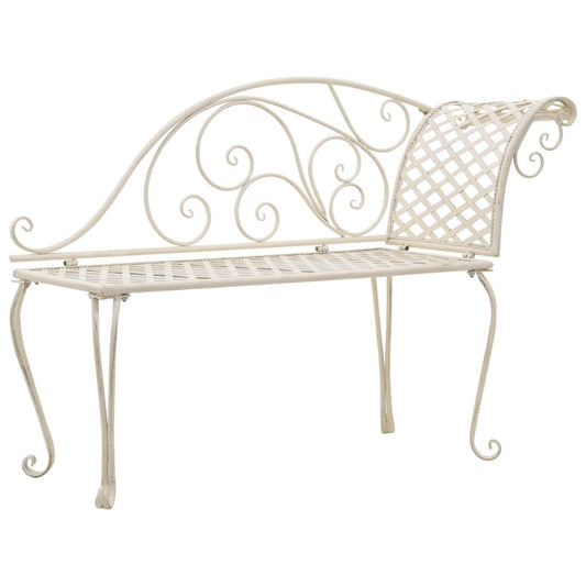 Chaise lounge para jardim 128 cm metal antigo branco