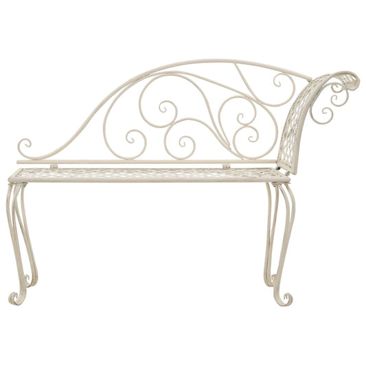Chaise lounge para jardim 128 cm metal antigo branco