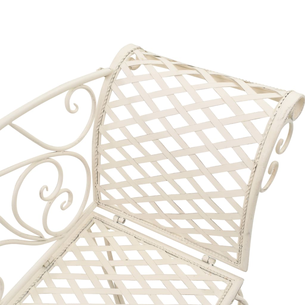 Chaise lounge para jardim 128 cm metal antigo branco