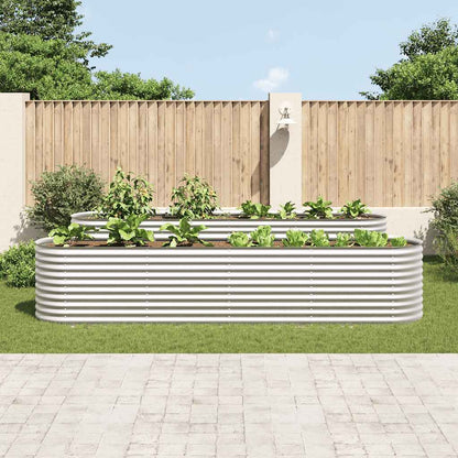 Canteiro elevado de jardim aço galvanizado 400x80x81cm prateado
