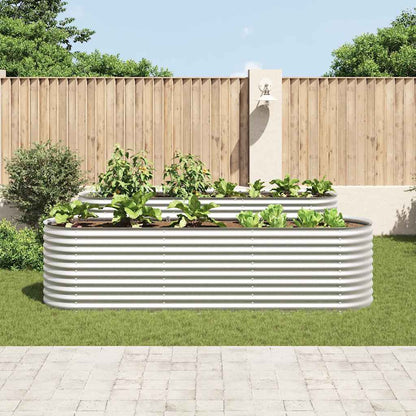 Canteiro elevado de jardim aço galvanizado 320x80x81cm prateado