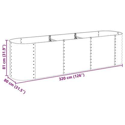 Canteiro elevado de jardim aço galvanizado 320x80x81cm prateado