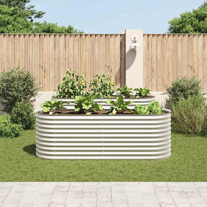 Canteiro elevado de jardim aço galvanizado 240x80x81cm prateado