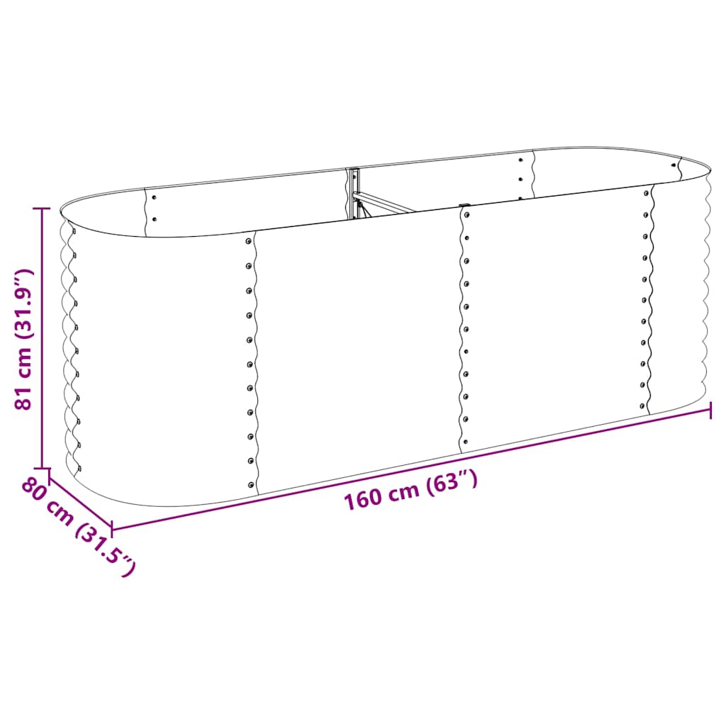 Canteiro elevado de jardim aço galvanizado 240x80x81cm prateado
