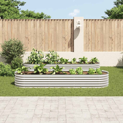 Canteiro elevado de jardim aço galvanizado 320x80x44cm prateado