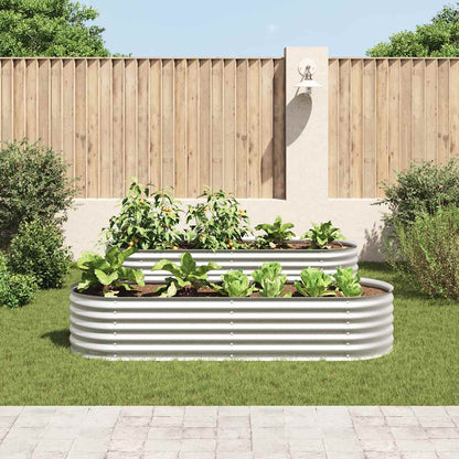 Canteiro elevado de jardim aço galvanizado 240x80x44cm prateado