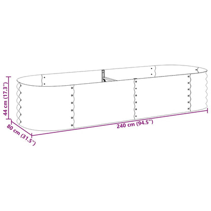 Canteiro elevado de jardim aço galvanizado 240x80x44cm prateado