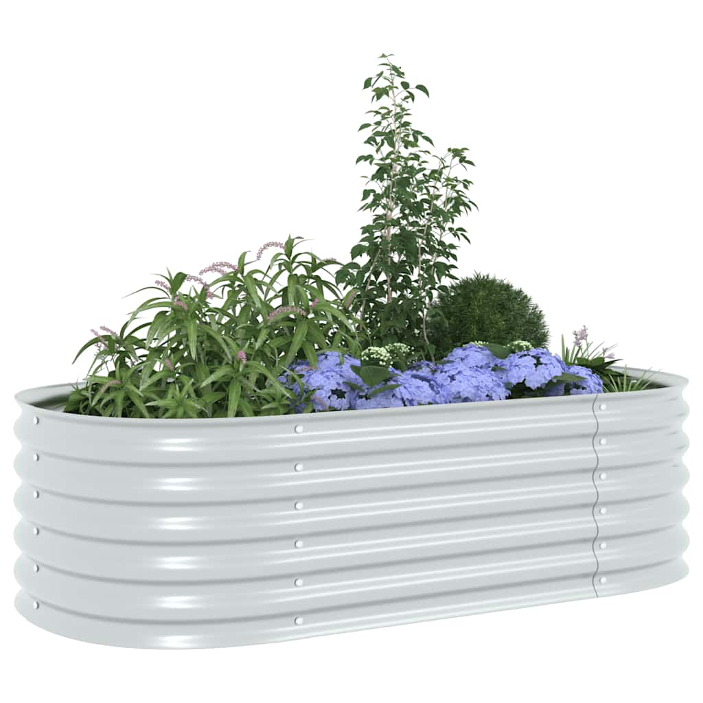 Canteiro elevado de jardim aço galvanizado 160x80x44cm prateado