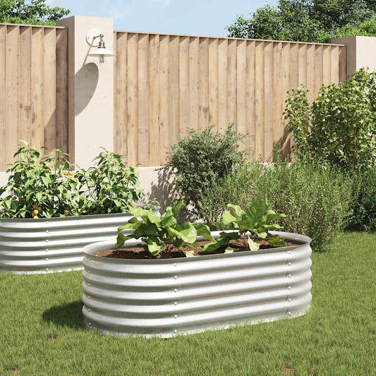 Canteiro elevado de jardim aço galvanizado 160x80x44cm prateado