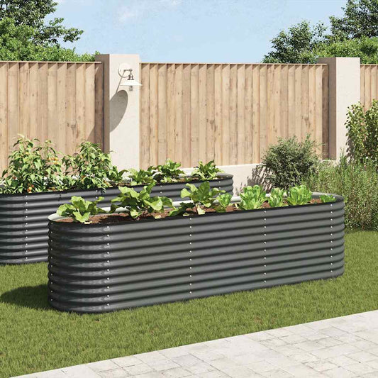 Canteiro elevado de jardim aço galvanizado 320x80x81cm cinzento