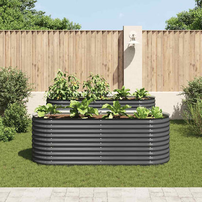 Canteiro elevado de jardim aço galvanizado 240x80x81cm cinzento