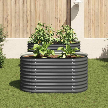 Canteiro elevado de jardim aço galvanizado 160x80x81cm cinzento