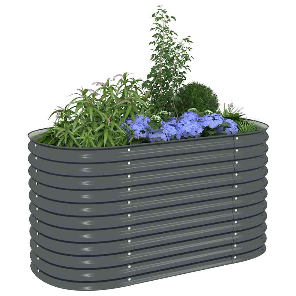Canteiro elevado de jardim aço galvanizado 160x80x81cm cinzento