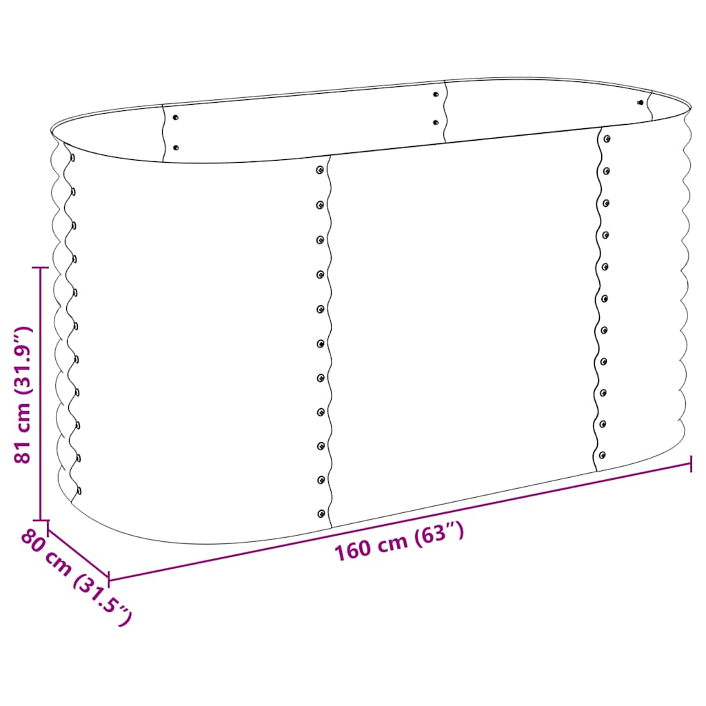 Canteiro elevado de jardim aço galvanizado 160x80x81cm cinzento