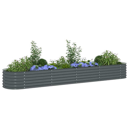 Canteiro elevado de jardim aço galvanizado 400x80x44cm cinzento