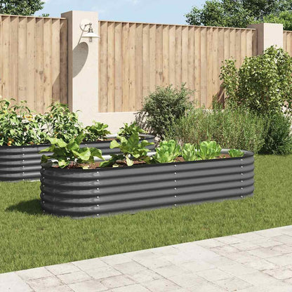 Canteiro elevado de jardim aço galvanizado 240x80x44cm cinzento