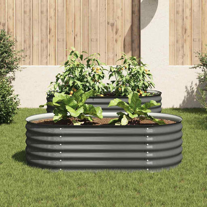 Canteiro elevado de jardim aço galvanizado 160x80x44cm cinzento