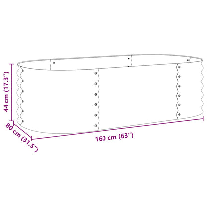 Canteiro elevado de jardim aço galvanizado 160x80x44cm cinzento