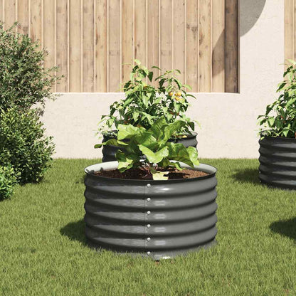 Canteiro/vaso elevado aço galvanizado 80x80x44 cm cinzento