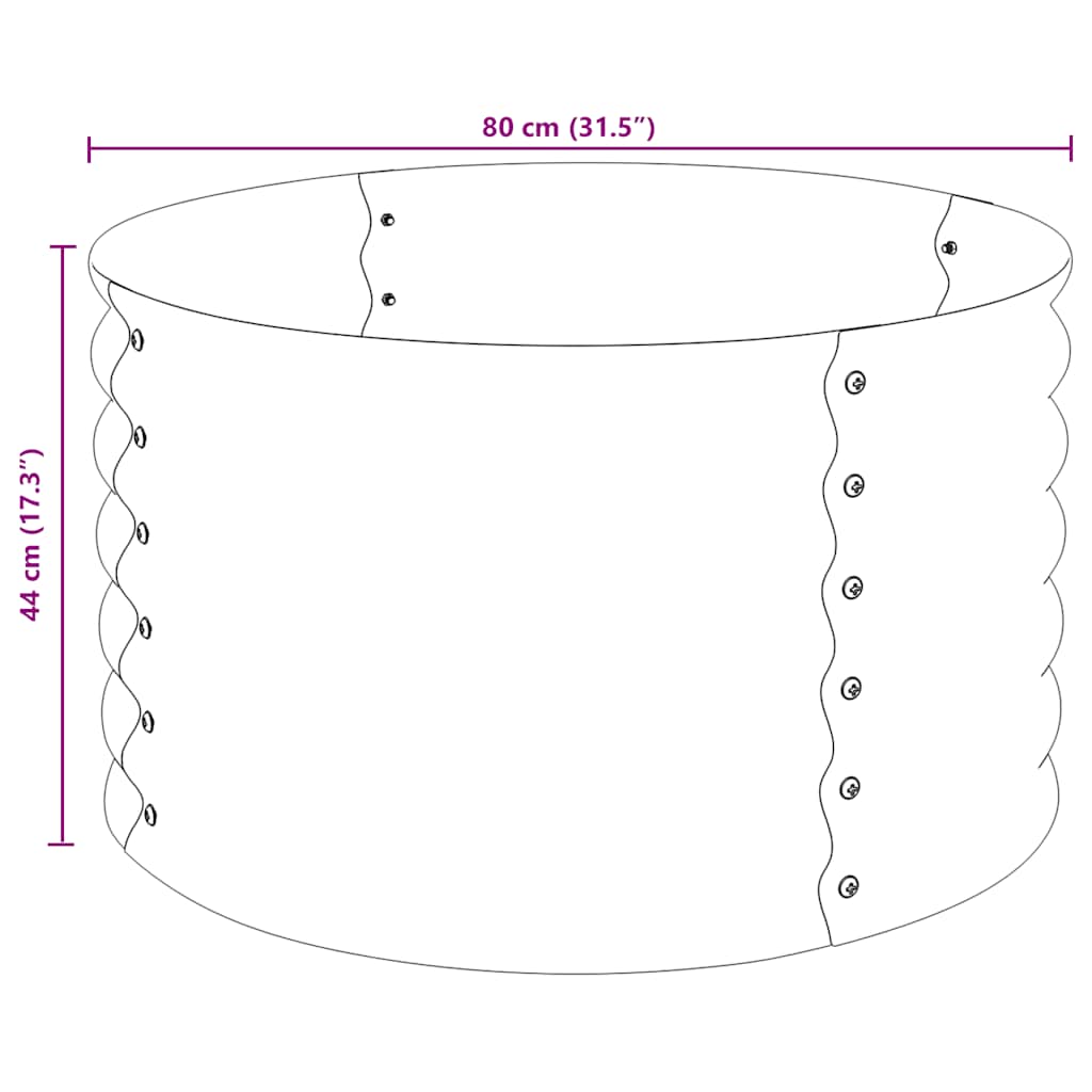 Canteiro/vaso elevado aço galvanizado 80x80x44 cm cinzento