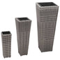 Vasos/floreiras de jardim elevados 3 pcs vime PE cinzento