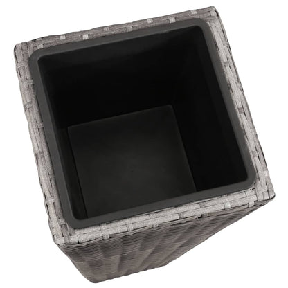 Vasos/floreiras de jardim elevados 3 pcs vime PE cinzento