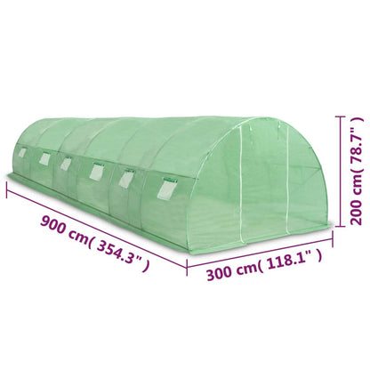 Estufa 27m² 900x300x200 cm