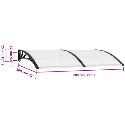 Toldo de porta 200x100 cm PC preto