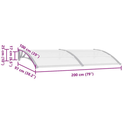 Toldo de porta 200x100 cm PC cinzento