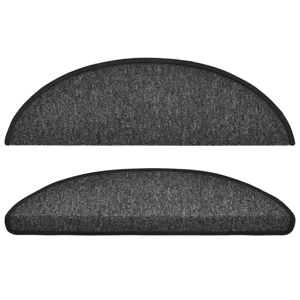 Tapetes de escada 15 peças 56x17x3 cm antracite semicircular