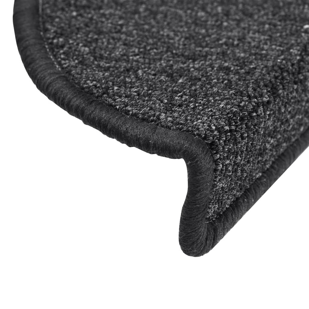 Tapetes de escada 15 peças 56x17x3 cm antracite semicircular