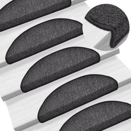 Tapetes de escada 15 peças 56x17x3 cm antracite semicircular