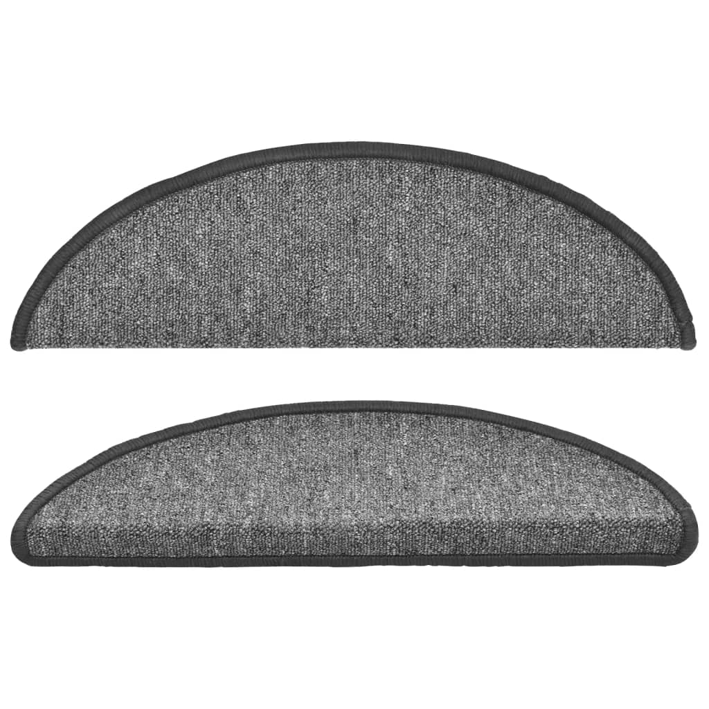 Tapetes de escada 15 peças 56x17x3 cm cinza escuro semicircular