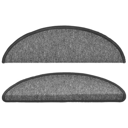 Tapetes de escada 15 peças 56x17x3 cm cinza escuro semicircular