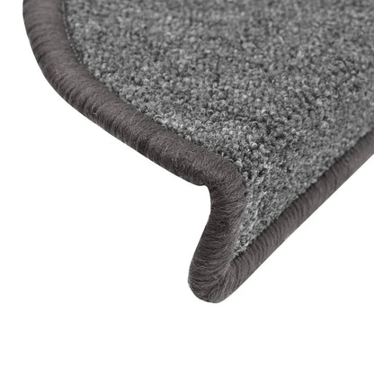 Tapetes de escada 15 peças 56x17x3 cm cinza escuro semicircular
