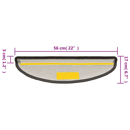 Tapetes de escada 15 peças 56x17x3 cm cinza escuro semicircular