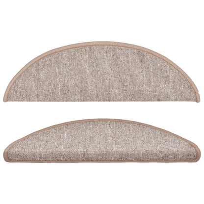 Tapetes de escada 15 peças 56x17x3 cm marrom claro semicircular