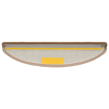 Tapetes de escada 15 peças 56x17x3 cm marrom claro semicircular